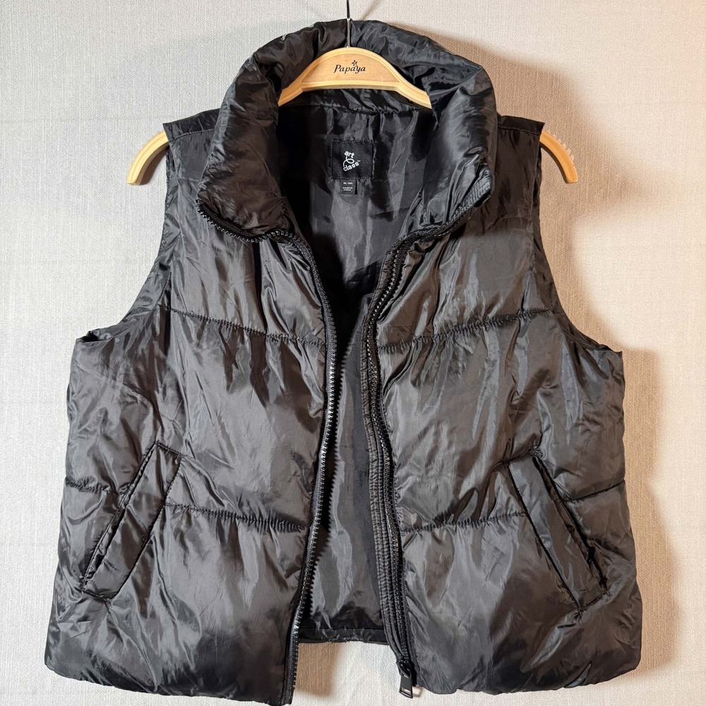 Art Class Kids Black Puffer Vest XL 14 Full Zip Sleeveless Jacket Streetwear